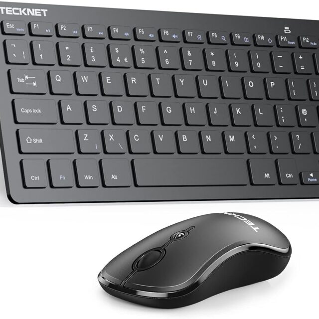 TECKNET Mini Wireless Keyboard and Mouse Set, 2.4G Cordless USB Keyboard and Silent Mouse Combo