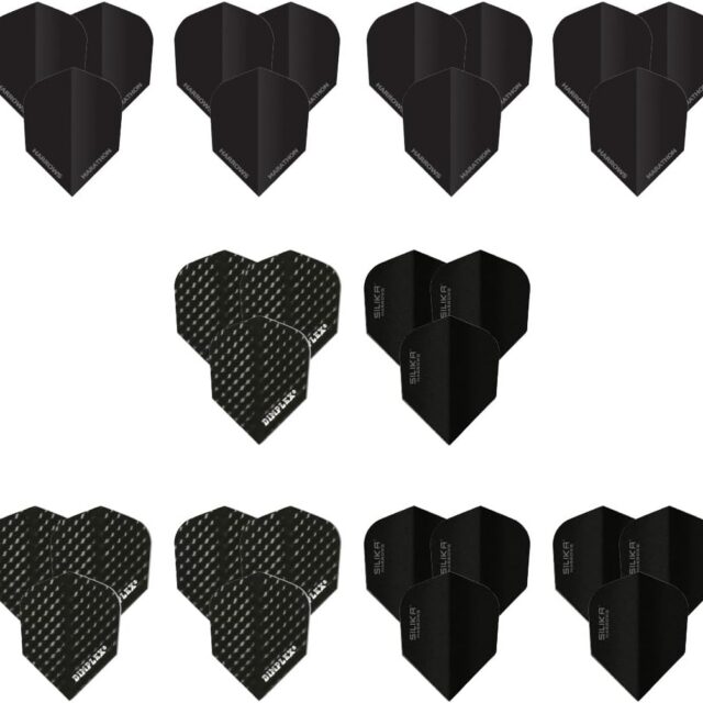 Harrows 10 x Black Dart Flights (30 Flights Total) 100 Micron – High Quality – Extra Strong – Made in UK – Professional Dart Accessories
