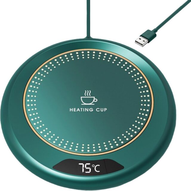 Coffee Mug Warmer Adjustable Coffee Cup Warmer with 3 Temperature to75℃ Settings Portable USB Powered Heated Coaster 8-Hour Auto Shut-Off Smart Touch Control USB Coffee Warmer for Desk Office Home Use