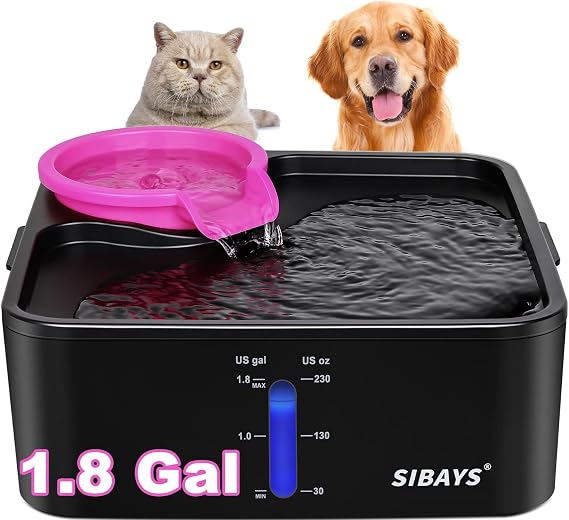 Dog Water Fountain for Large Dogs,1.8GAL Water Bowl Dispenser with 5 Layer Filter,
