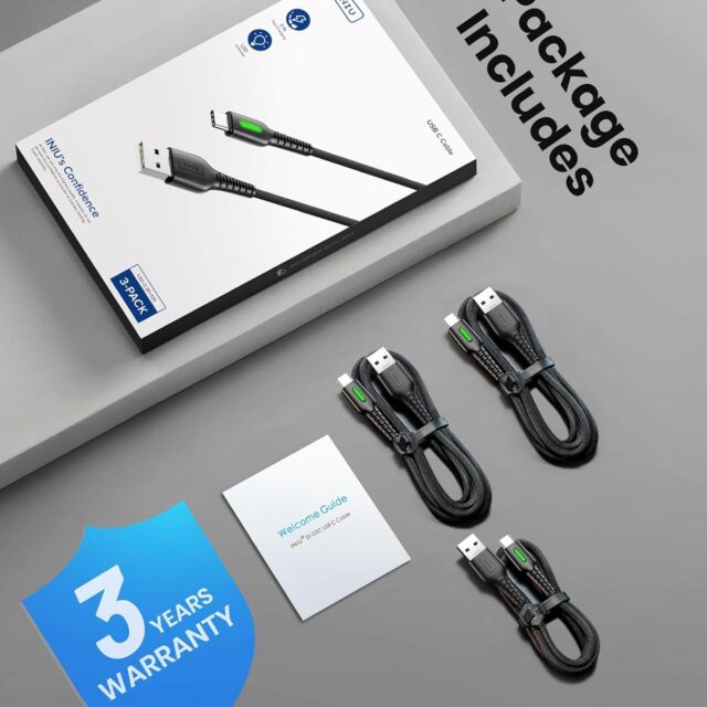 INIU USB C Charger Cable, [3 Pack, 2+2+0.5m] USB A to USB C Cable 3.1A Fast Charging, Braided Phone Charger Type C Cable for iPhone 15 S23 S22 Switch PS5 Huawei Pixel 7 Pro etc.