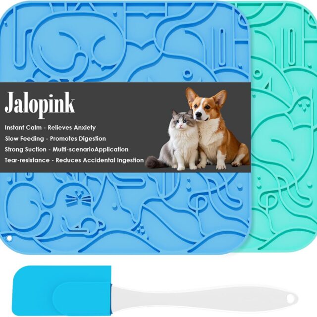 Jalopink Dog Lick Mat with Suction Cup for Slow Feeding, Keep Busy, Relieve Anxiety, Lick Mat for Large and Small Dogs, Cats, Puppies – Lick Mat for Dogs
