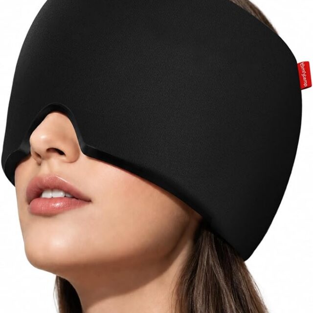 Comfytemp Migraine Relief Cap, Upgraded Odourless Headache Relief Cap, Reusable 360° Gel Surround Ice Pack Mask, Hot & Cold Therapy Headache Cap for Migraine, Tension, Sinus & Stress (Black)