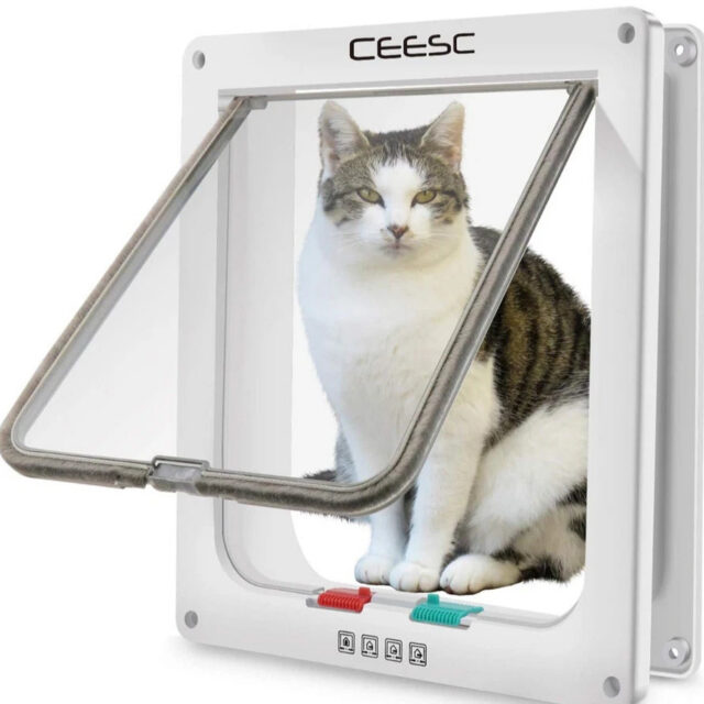 Ceesc Magnetic Pet Door for Cats & Dogs X Large White – 28 CM